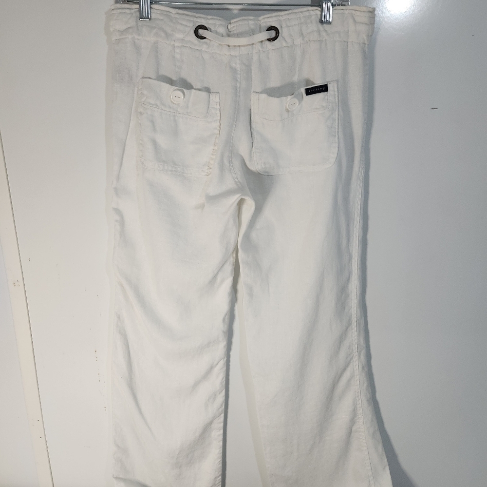 Womens White Linen Pants, Size 28/6 - Picture 3 of 7
